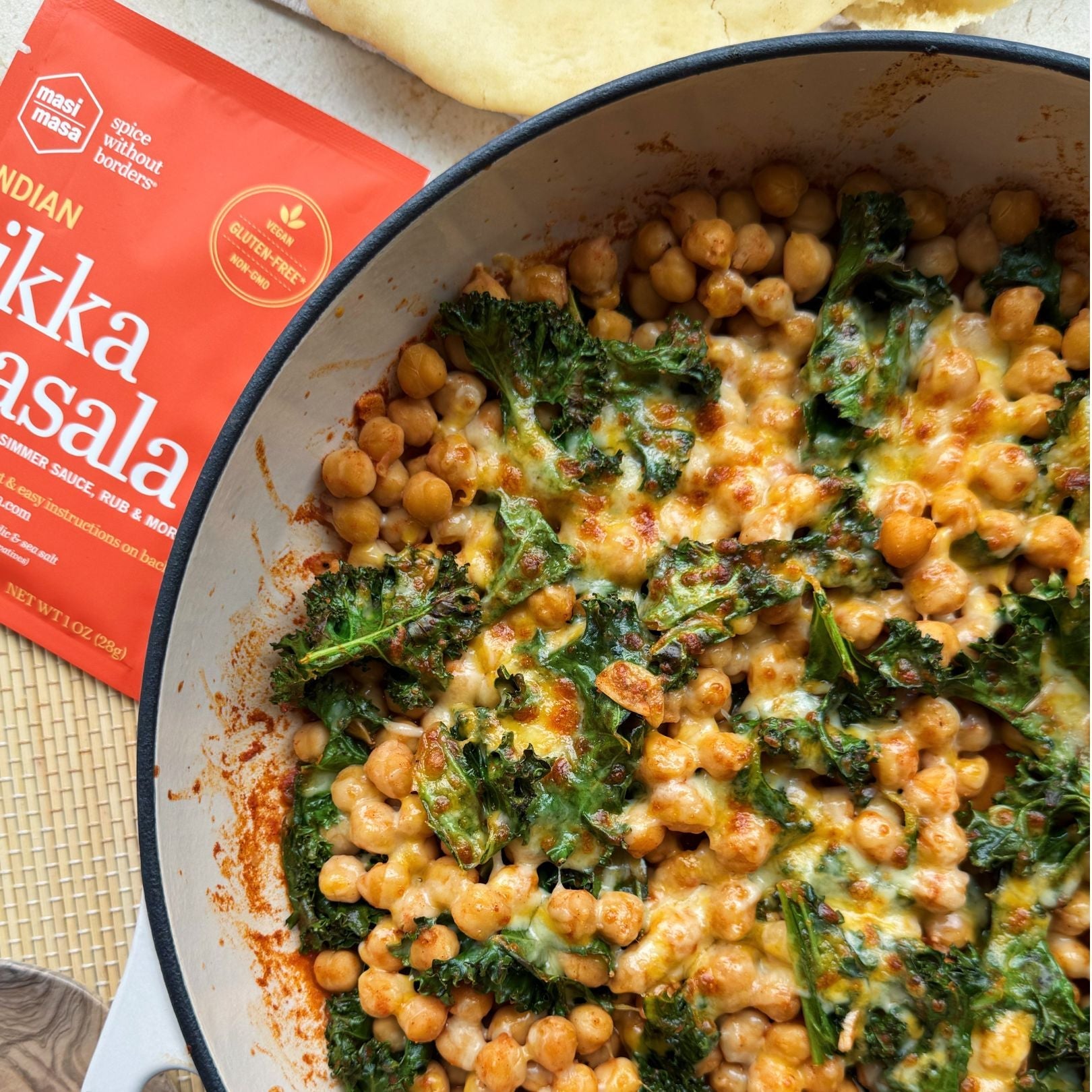 Tikka Cheese Baked Beans with Baby Kale photo