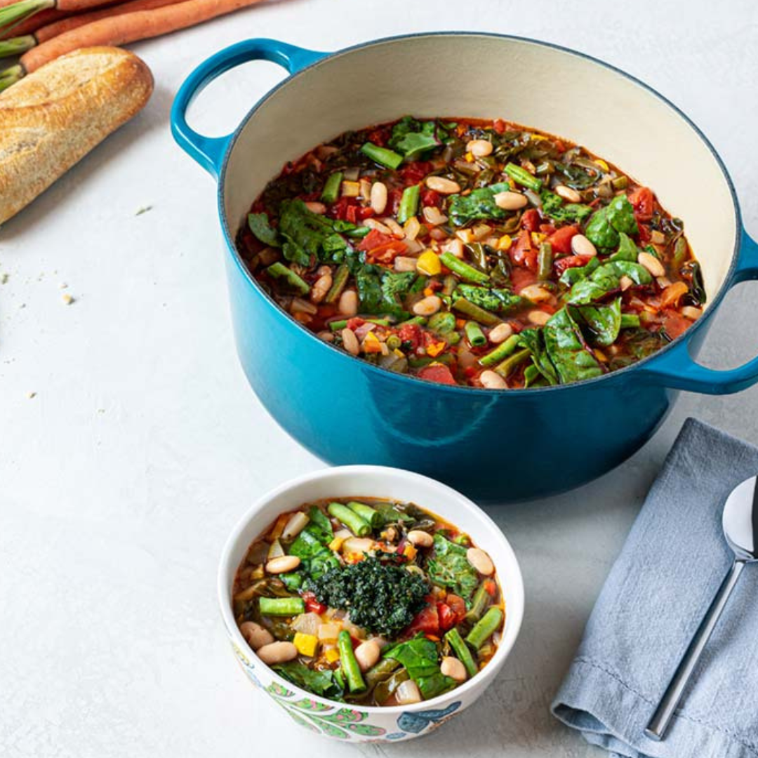 Vegetable Soup with Carrot-Top Pistou