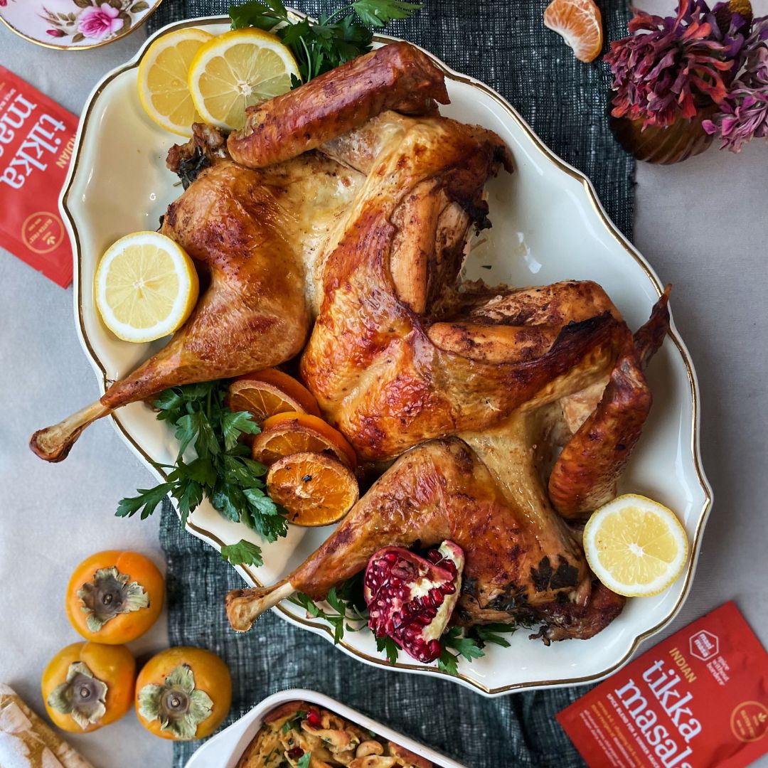 Tikka Masala Dry-Brined Spatchcocked Turkey